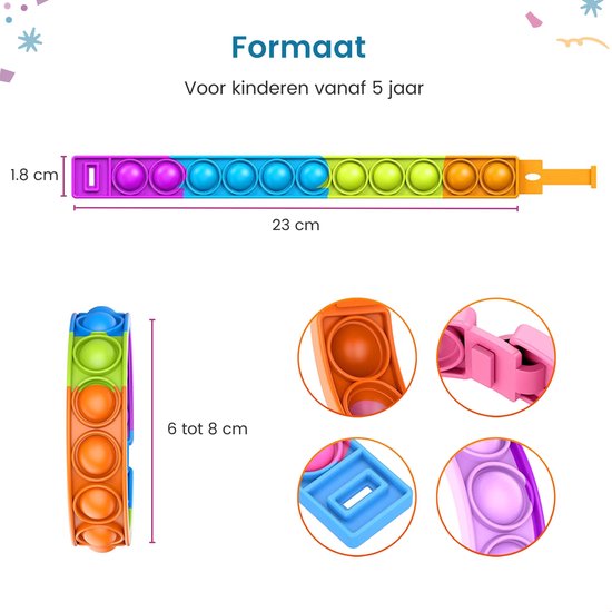 Partizzle 24x Fidget Toys Pop It Bracelets Kit - Bracelets à distribuer - Cadeaux de fin d'études - Pour les enfants et les tout-petits