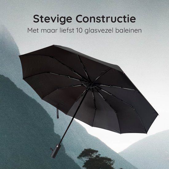 Volcan Storm Umbrella Foldable - Parapluies Storm - Pliable - Ø 110 cm - Coupe-vent jusqu'à 100km p/h - Grand parapluie - Automatique - Noir