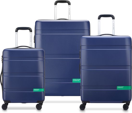 Delsey Paris x United Colors of Benetton - Set de valises Now - 3 pièces - Bagage à main 34L + bagage à main 65L et 93L - Bleu