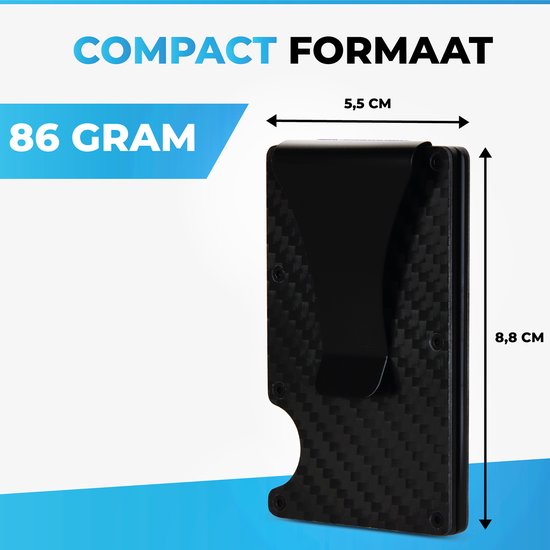 Northwall Card Holder - Porte-cartes de crédit en carbone avec pince à billets - Pince à billets - RFID Anti-Skim - Jusqu'à 12 cartes