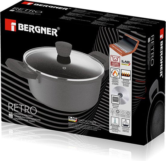 Bergner Poêle de cuisson Retro - Induction - Grande - D24 x H11,5 cm - 4,5 litres