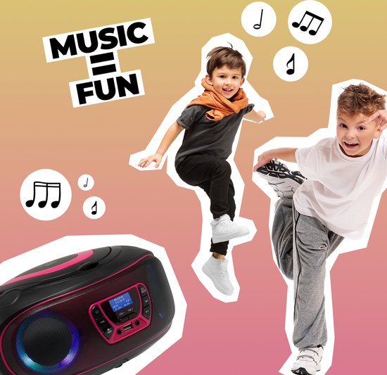 Denver Portable DAB Radio CD Player Kids - Bluetooth - Light Effects - Boombox - AUX - FM - TDB212PINK