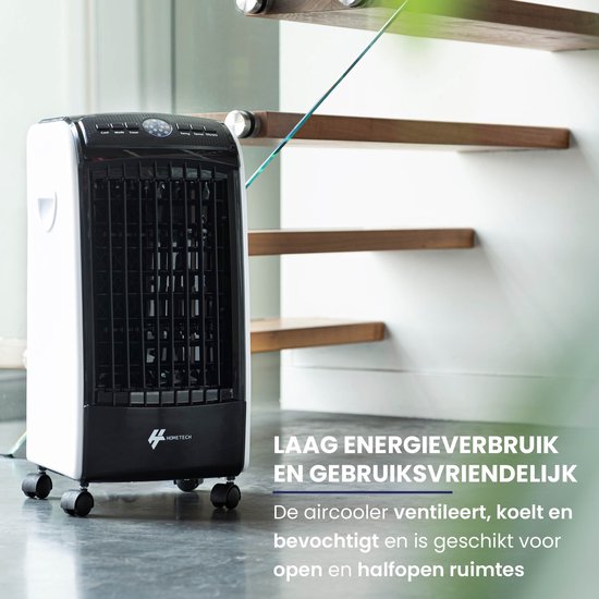 HomeTech FL-1701R Refroidisseur d'air mobile à 3 vitesses - Refroidisseur d'air mobile avec télécommande - 3 modes de fonctionnement et minuterie - Noir/Blanc