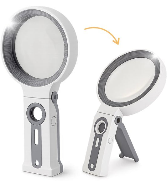 Loupe avec éclairage LED - jusqu'à X30 - Lampe loupe - Loupe de lecture - Pour adultes, personnes âgées et enfants - Lunettes loupe - Convient pour le hobby, la peinture sur diamant et les réparations - Loupe de bijoutier