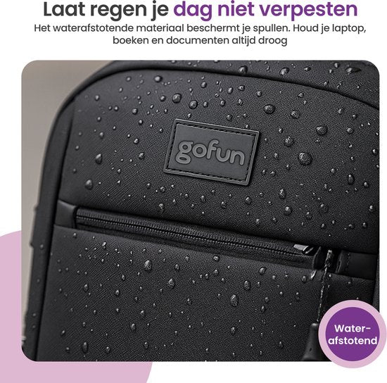 Gofun Backpack - 35L - 15.6-inch - Résistant à l'eau et antivol - Connecteur USB - Sac à dos - Cartable - Sacoche pour ordinateur portable - Noir