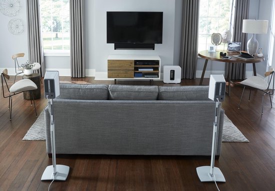 Support de sol réglable Sanus pour Sonos ONE, ONE SL et Play:1&3 - Blanc