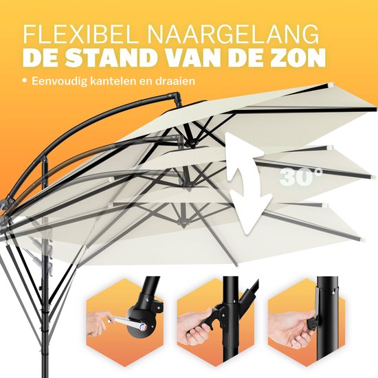 Parasol flottant pliable - Aluminium Ø330cm Protection UV 80+ - Beige