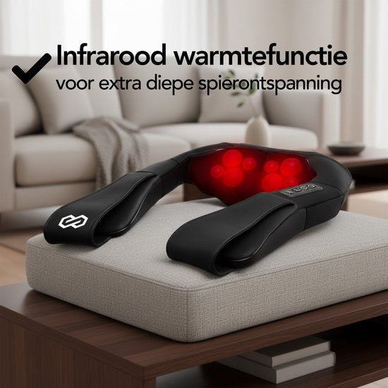 Infinity Goods Wireless Shiatsu Massage Cushion - Electric - Neck, Shoulder and Back - Heat function - 8 Massage heads - Massager