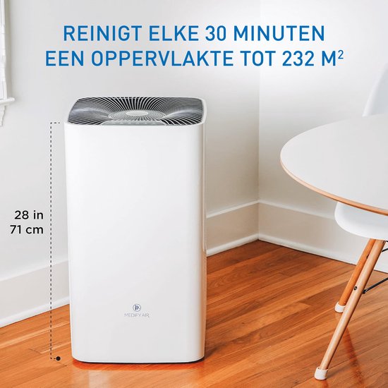 Medify Air MA-112 - Purificateur d'air 855 m³/h - Ioniseur et filtre HEPA H13 - 4 modes + mode veille - Jusqu'à 342 m² par heure - Contre le rhume des foins, les acariens et les allergies - Blanc