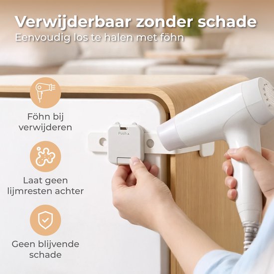 Nuvance Child Lock Cupboards - 6 Pieces - Protection des armoires - Protection des armoires pour les enfants - Babyproof - White