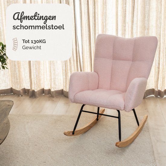 SITTT Fauteuil à bascule - Fauteuil de relaxation pour la chambre de bébé - Fauteuil - Chaise d'allaitement - Rose clair
