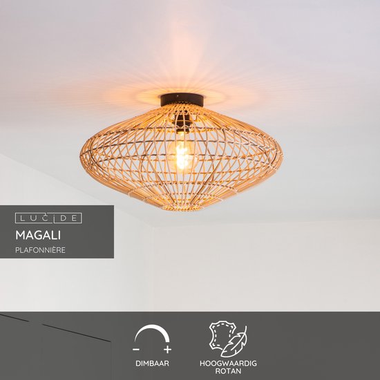 Lucide MAGALI - Plafonnier - Ø 56 cm - 1xE27 - Naturel