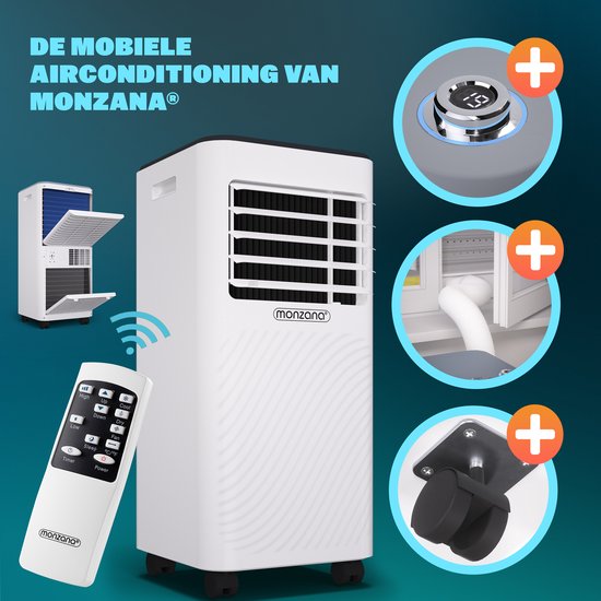 Climatiseur mobile Monzana - 7000 BTU kit fenêtre 20 à 25m² wifi timer - blanc