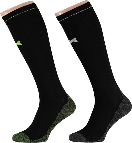 Xtreme Sockswear Compression Socks Running - 2 paires de chaussettes de course - Multi Black - Chaussettes de compression - Taille 45/47