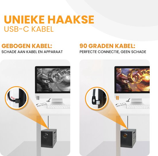 Drivv. Câble USB vers USB C - Crochet - Câble de données et de charge USB C - Charge rapide / Charge rapide - 3 mètres - Convient à Samsung, iPhone 15 et autres -Noir