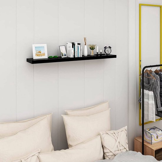 WOLTU Wall Shelf Black High Gloss - 25 x 22.9 x 3.8 cm - Etagère flottante en MDF avec fixation cachée