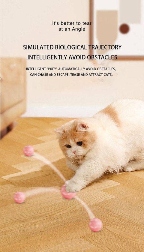 Balle de jeu auto-roulante pour chat ou chien - Interactif - USB - Bleu