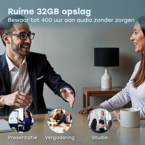 Audyn Voice Recorder Digital - 400 heures d'enregistrement audio - écoute à distance - dictaphone - enregistrements HD 360° - noir