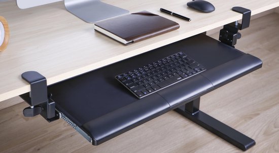 Plateau à clavier sous le bureau - VDD Gaming - support de clavier - siège ergonomique - réglable en hauteur et extensible - gris