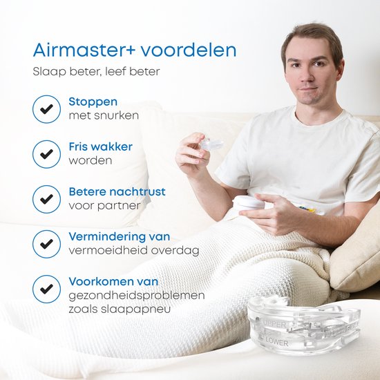 Attelle anti-ronflement - PRO+ - Boîte et livre inclus - Réglable - Pour une bonne nuit de sommeil - Mors de dents - Mors de dents - Transparent sans BPA - Alyze