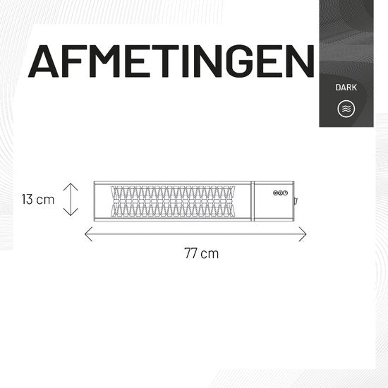 Sunred - Triangle - Dark line - Noir - Modèle mural - Chauffage de terrasse - Technologie Carbon Rose Gold - 2500 W - ECO - 9 réglages - Télécommandable - SMART - APP - Timer - Chauffage électrique - Chauffage SMART - Chauffage SLIMME