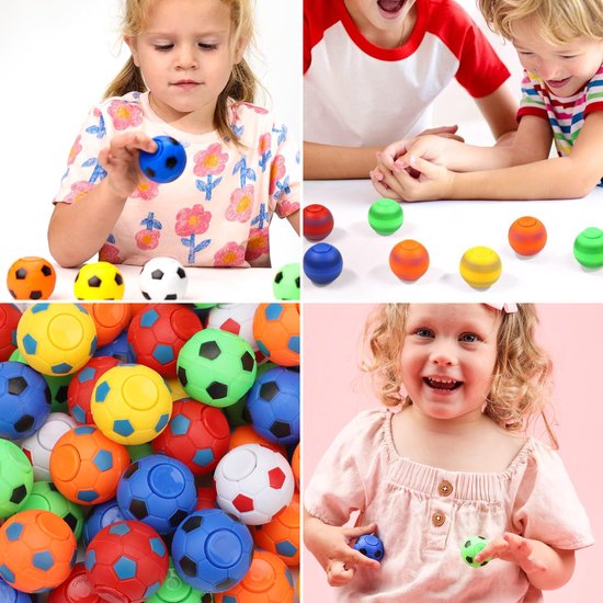 Partizzle 32x Mini Football Fidget Spinners Package - Handout Gifts - Grabbelton Toys Treat Gifts - For Children & Toddlers