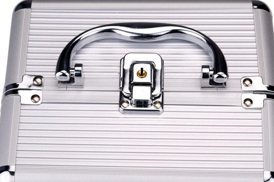 Touch Of Beauty Make Up Case Silver - Organisateur de cosmétiques - avec poignée et serrure à clé