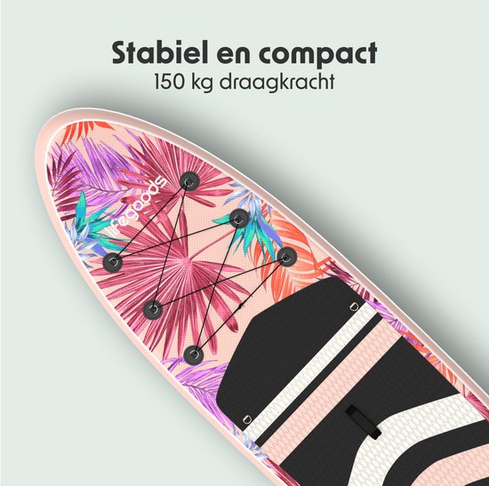 LifeGoods PaddlePro SUP Board - avec siège - Planche à pagaie gonflable - Ensemble complet - Max. 150KG - 320x81cm - Tropical Pink