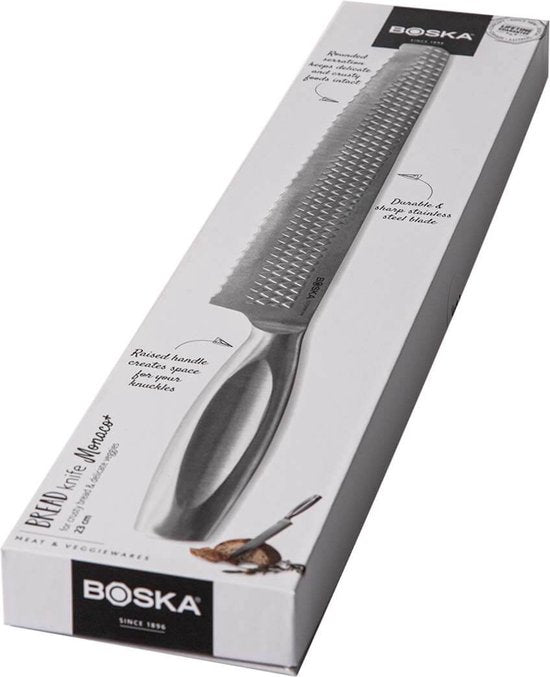 Boska Couteau à pain Monaco+ - Couteau ergonomique - Acier inoxydable - 23 cm