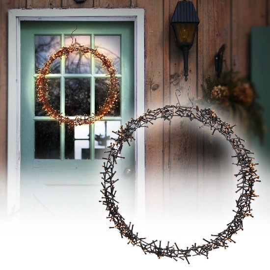 H&S - Couronne de Noël - Anneau - Ø48cm - 400led - Extra Warm White - 8 réglages