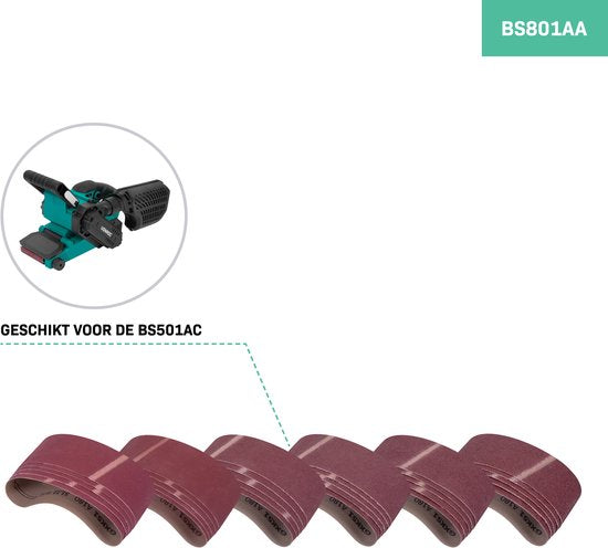 VONROC Papier abrasif - 75x457mm - 30 pièces - granulométrie P40, P60, P100, P120, P180 - Convient à VONROC BS501AC