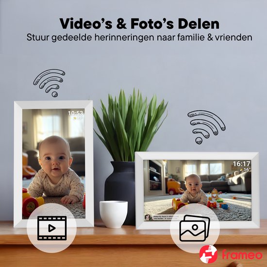 Cadre photo numérique Denver 15,6 pouces - XL - Full HD - Frameo App - Cadre photo - WiFi - 32GB - IPS Touchscreen -PFF1504