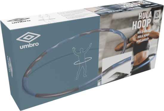 Umbro Hula Hoop avec poids - Matériel de fitness - 890 GR - 95 CM ⌀ - Gris/ Bleu