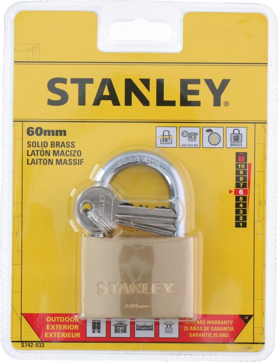Cadenas Stanley - 60 MM - 2 clés - Laiton massif