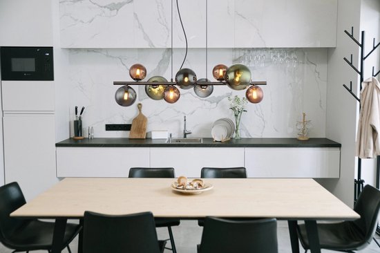 Globo - lampe suspendue - RIHA - multicolore - verre - grande lampe de table - G9 - 56142-9H