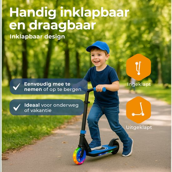 Scooter électrique Denver pour enfants - 10km/h - Scooter pour enfants - Lumières LED - 6km d'autonomie - SCK5500BU