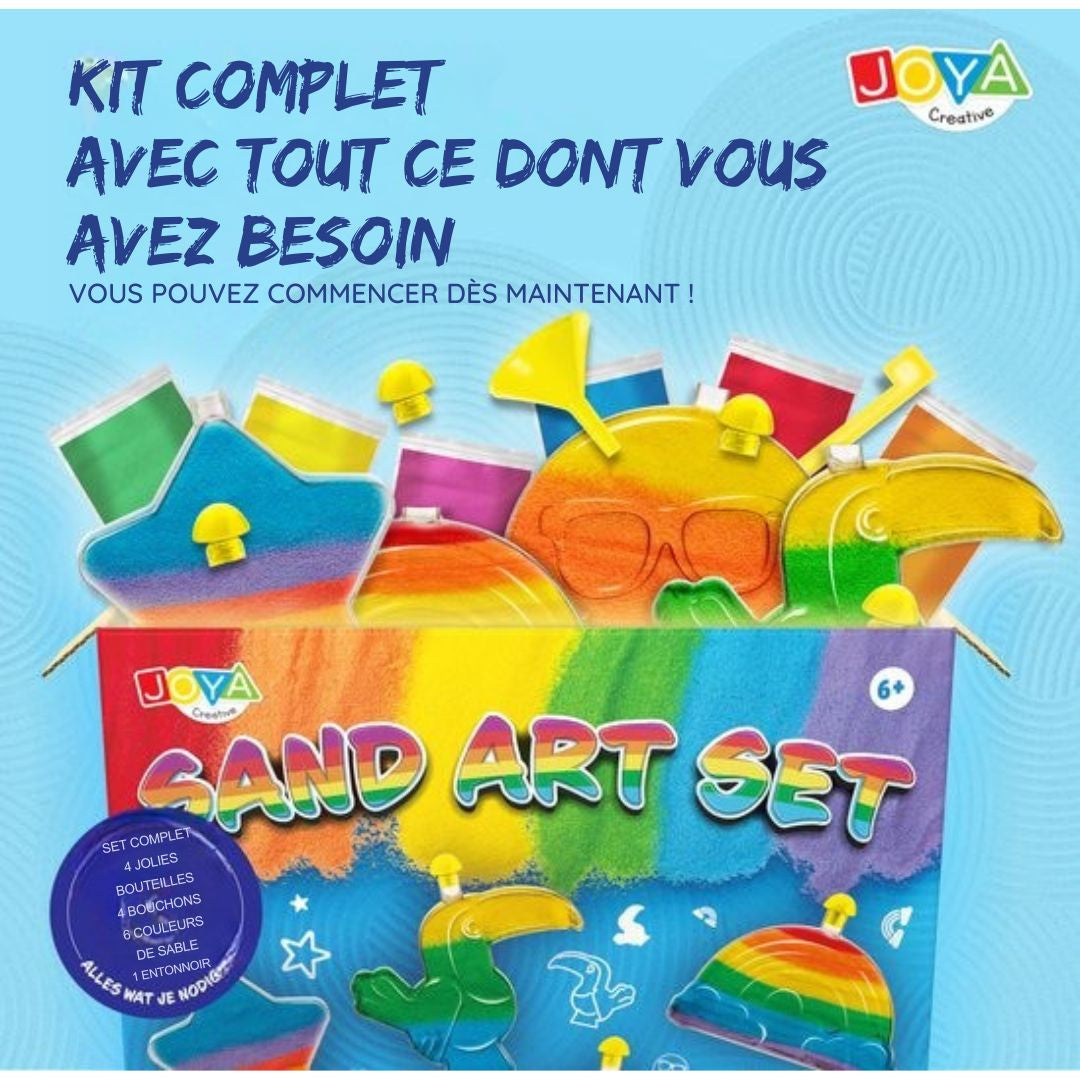 Jeux de sable pour enfants JOYA CREATIVE - Sable coloré avec 4 flacons amusants - Loisirs créatifs filles 6 ans