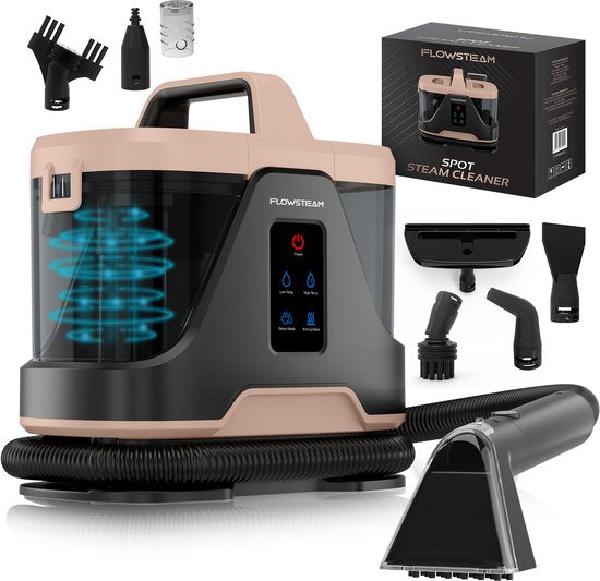 FLOWSTEAM® 6-in-1 Steam Cleaner PRO - Nettoyeur de tapis - Nettoyeur de taches - Nettoyeur à main - Nettoyeur de sièges - Vapeur à 100°C - 4 modes de vapeur - 90 minutes de vapeur - Cordon de 5M