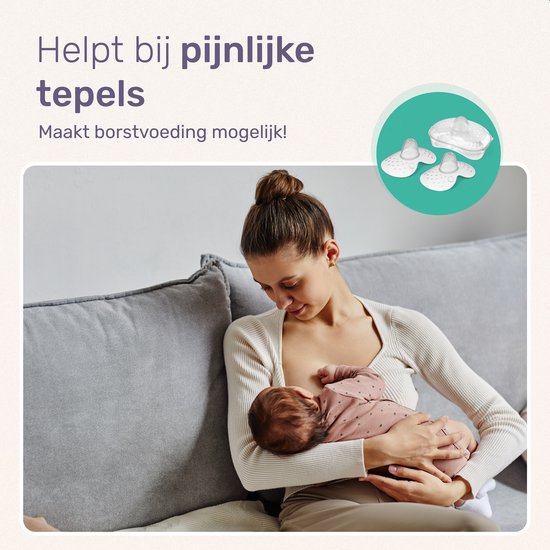 Qwali Organic Breastfeeding Nipple Hat - Size L - BPA free - Nipple protector - Transparent - Including storage container - 2 pieces