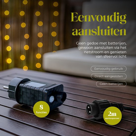 Giftmas Light Curtain - Rideau lumineux 420 LED - 4×1M - 8 fonctions avec télécommande - Blanc chaud - Pour décoration extérieure et balcon - Lumières de Noël