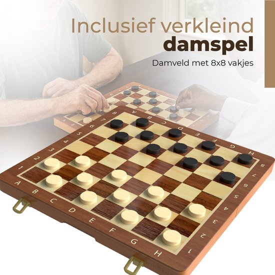 Échiquier Windsor avec pièces - Dames - 40 cm - Annotations - Jeu d'échecs - Jeu d'échecs magnétique - Bois