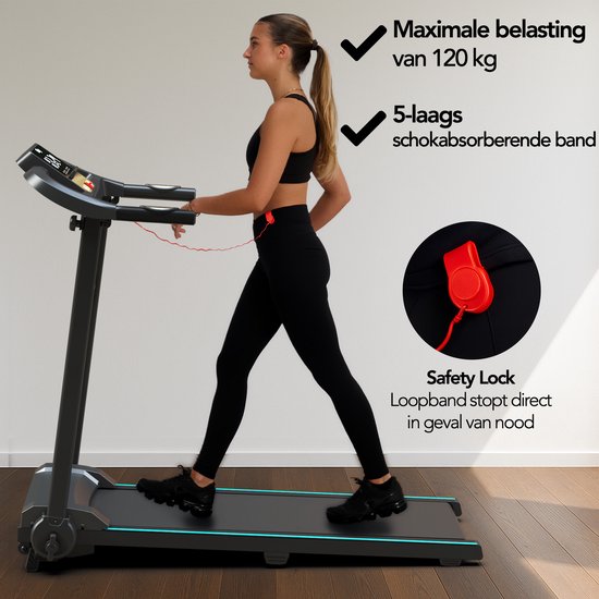 Brixy Treadmill - Pliable - Tapis de marche - 12 programmes - Support pour tablette - Fonction d'inclinaison - Tapis de course - 1-12km/h