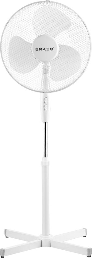 BRASQ Ventilateur trépied - 40 cm - Blanc - Réglable en hauteur - 3 vitesses - 40 watts