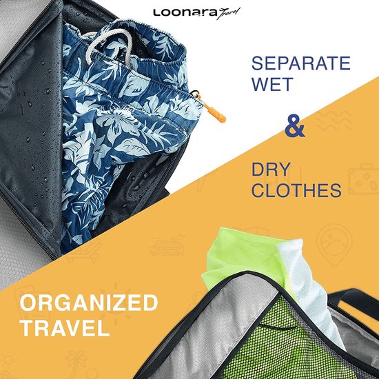 Cubes de compression pour valise et sac à dos avec sac de rangement, gris