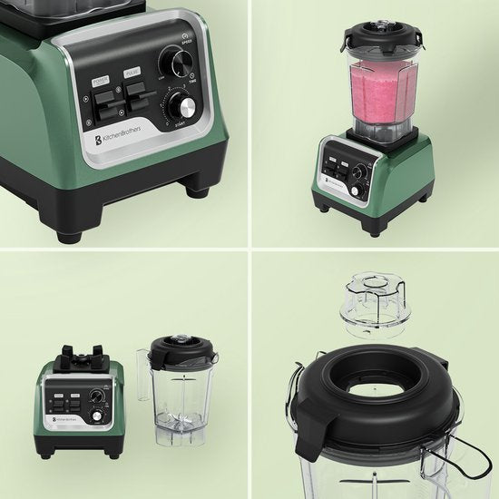 KitchenBrothers Power Blender - 1600W - 2L - Smoothie Maker - Ice Crusher - Vert pastel
