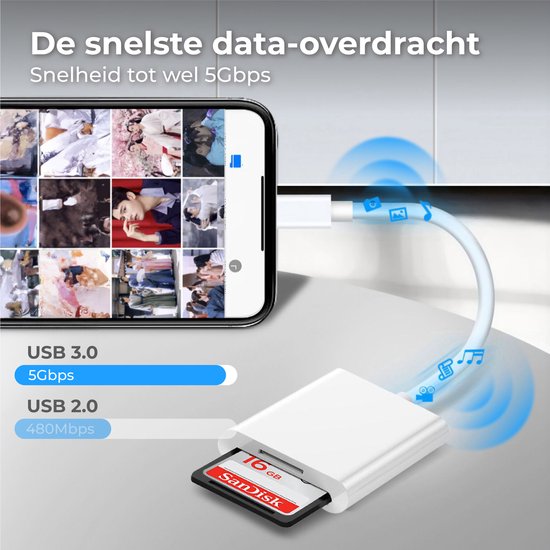 Nuvance - Lecteur de cartes SD - Lecteur de cartes SD USB C - Lecteur de cartes - Adaptateur Lightning - Lecteur de cartes mémoire - Lecteur Micro SD - Lecteur de cartes SD - Lecteurs de cartes - Lecteur de cartes Micro SD