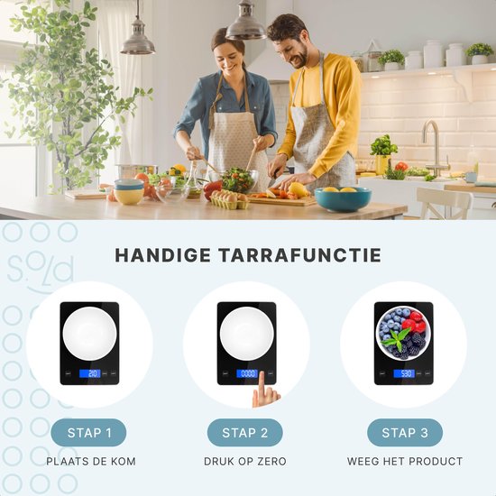 S.old Digital Kitchen Scales - Balance de cuisine - Rechargeable par USB - 1gr à 10kg - Fonction Tare - Noir