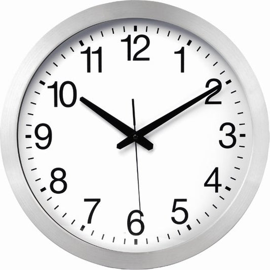 Perel Horloge murale, ronde, analogique, 40 cm, affichage de l'heure radiocommandé (DCF), aluminium, argent