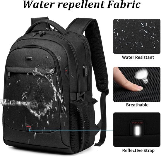 Sac à dos pour ordinateur portable spacieux pour le travail, l'école et les voyages avec port de charge USB