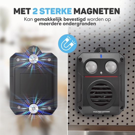 Vulpes Goods® Repellent Marten Repellent PRO V3 - Répulsif contre les nuisibles - Répulsif contre les martres pour l'extérieur - 100% étanche - Sans fil et rechargeable - 2 pièces